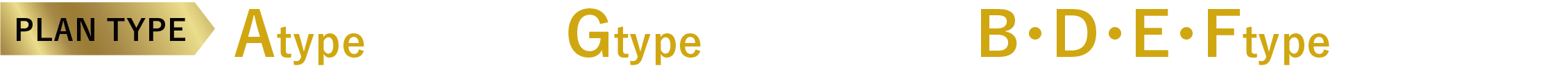 PLAN TYPE Atype完売、Gtype最終1邸、B・D・E・Ftype残りわずか